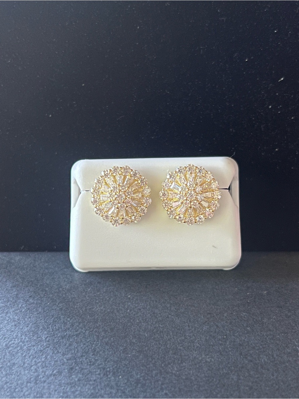 Elegant 925 sterling silver Gold moissanite Cluster Stud Earrings